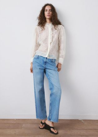 Mango Blusa lyocell ricamo floreale grezzo - Donna - XS - MANGO