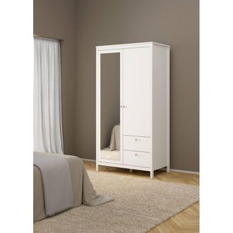 Dmora Dmora - Armario 2 Puertas Lagertha, Muebles De Dormitorio, Vestidor, Armario De Ropa, 102x58 H199 Cm, Blanco