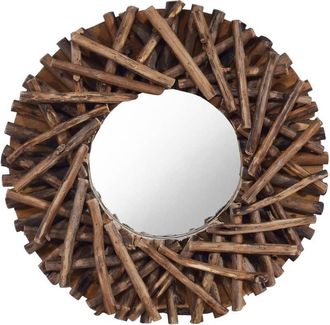 vidaXL Espejo de pared redondo teca 40 cm Vidaxl