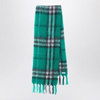 Burberry Green Check Wool And Mohair Scarf