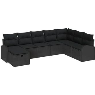 vidaXL Garden Sofa Set with Cushion 8 pcs Black Poly rattan vidaXL
