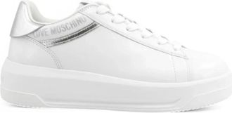 Love Moschino Bianca e Argento Sneakers - Dames - Sneakers - Wit - 39 EU - Leer - Schoenen
