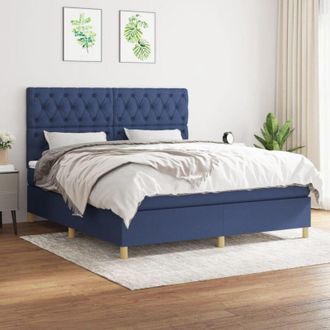vidaXL Vidaxl - Cama Box Spring Con Colch&oacute;n Tela Azul 160x200 Cm