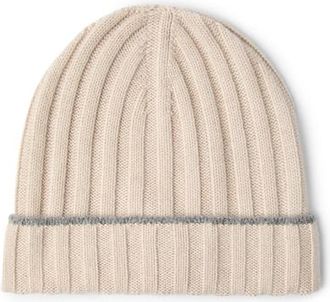 Brunello Cucinelli Cashmere rib knit beanie in Sand at Nordstrom, Size Xx-Large