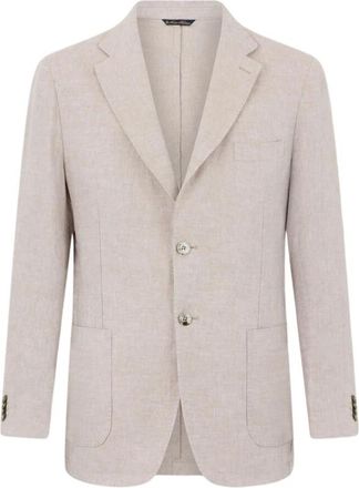 Brooks Brothers Plain Linnen Blazer - Heren - Blazers - Beige - M - Linnen - Jassen