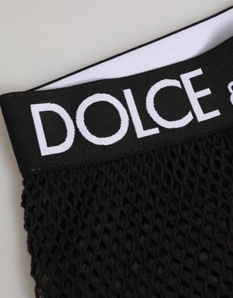 Dolce & Gabbana Womens Black Cotton Logo Shorts Midi Trouser Underwear Elastane