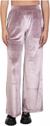 Emporio Armani Athletic Velour Wide-Leg Broeken - Dames - Wijde Broeken - Paars - S - Polyester - Broeken