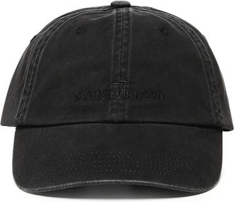 Stone Island Accessoires, Heren, Zwart, ONE Size, Katoen, Geborduurde Pet