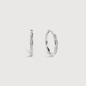 Monica Vinader Sterling Silver Essential Diamond Small Hoop Earrings Lab Grown Diamond