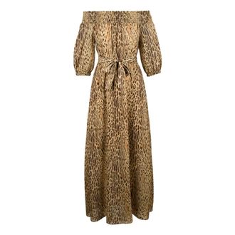 Liu Jo Lange Voile Jurk - Dames - Maxi kleedjes - Bruin - S - Polyester - Kleedjes