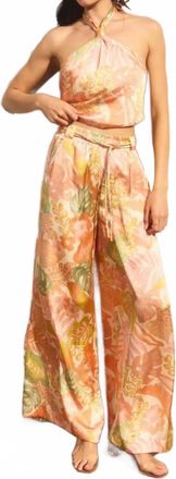 Dress Forum Peaches Summer Satin Pants In Beige Multi