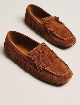 Black Suede Studio Yara Teddy Kiltie Loafers