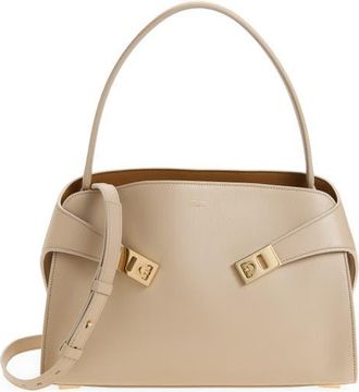 Ferragamo Small Hug Leather Shoulder Bag in Stone Burnt Ocra at Nordstrom