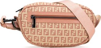 Fendi Pre-owned Womens Ff Logo Crossbody Bag - Peach Textile - One Size