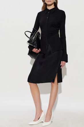Maison Margiela Skirt With Embroidered Logo, Womens, Black
