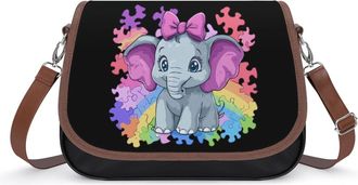 Generic Autism Awareness Elephant Small Womens Crossbody Bags Shoulder Handbag with Adjustable Strap for Travel