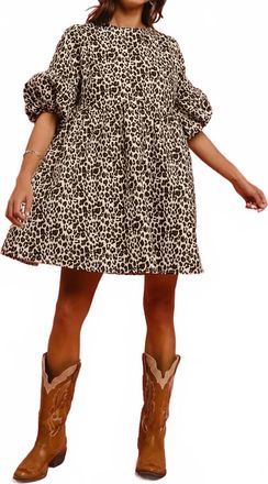 Bibi Leopard Denim Dress In Off White Leopard