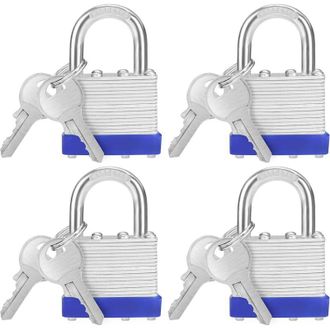 OEM 6,4 X 4,2 X 2,4 Cm - Candado De Hierro Con 2 Llaves (paquete De 4) - Candado Resistente A La Intemperie Para Exteriores E Interiores, Ideal Para Garaj