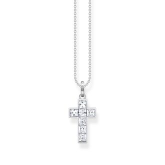 Thomas Sabo Thomas Sabo Kette Kreuz mit wei&szlig;en Steinen Silber wei&szlig; KE2166-051-14-L45V