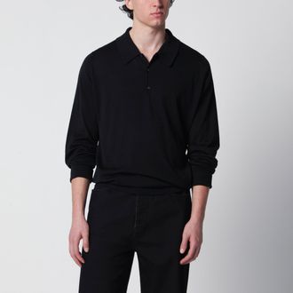 John Smedley Polo Finchley nera in cotone