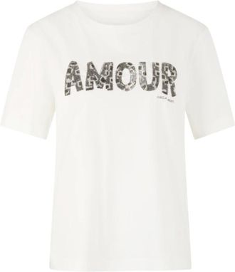 Marc Cain Amour T-shirt - Dames - Tops - Wit - Maat: XL Katoen