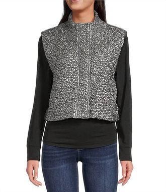 Current Air Quilted High Neck Sleeveless Vest In Black/ Silver