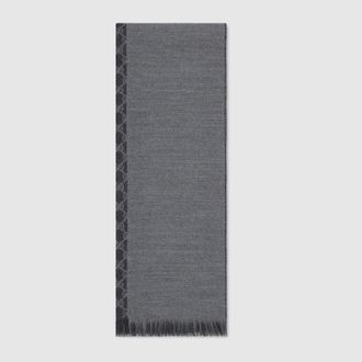 Gucci GG Wool Jacquard Scarf, Grey