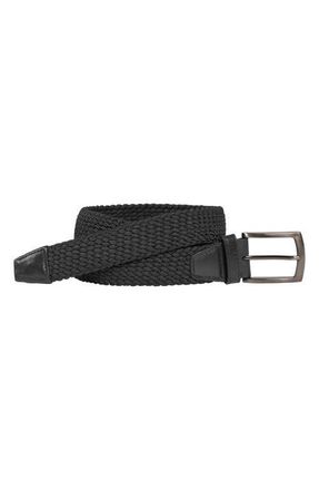 Johnston & Murphy Woven Stretch Knit Belt in Black at Nordstrom, Size 32
