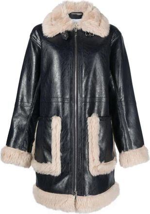Stand Studio Blauwe Casual Jas Rinna Stijl - Dames - Mantel - Blauw - S - Polyester - Jassen