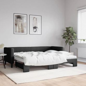 vidaXL Vidaxl - Sof&aacute; Cama Nido Con Colch&oacute;n Tela Negro 80x200 Cm