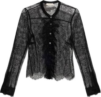 Ulla Johnson Kanten shirt Cecile - Dames - Overhemden - Zwart - 3XS - Overhemden
