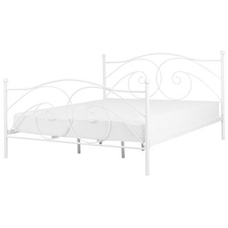 Beliani Beliani - Cama Con Somier De Metal Blanco Con Marco Decorado 180 X 200 Cm Estilo Moderno Y Minimalista Dinard
