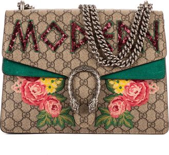 Gucci Pre-owned Womens Dionysus Modern Sequin & Floral Embroidery Medium Shoulder Bag - Beige - One Size