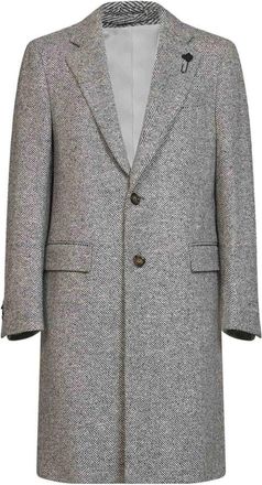 Lardini Visgraat Enkelrijige Jas - Heren - Mantel - Grijs - S - Wol - Jassen