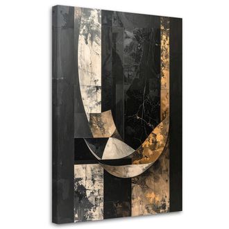 Feeby Impresi&oacute;n De Imagen, Abstracci&oacute;n Geom&eacute;trica Negro Dorado, 80x120