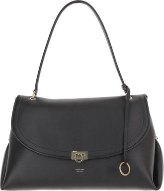 Ferragamo Embossed Leather Shoulder Bag With Hook-And-Eye Closure