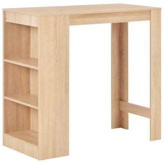 Berkfield Home Bar Table with Shelf Oak 110x50x103 cm in Brown | Size: 110 x 50 x 103 cm