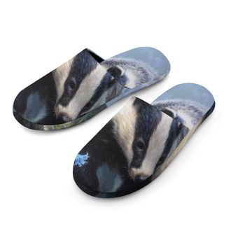 Generic Badger Blue Bluebells Mens House Slippers Slip Indoor Slipper On Shoes Warm Outdoor