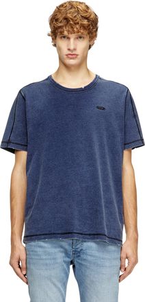 Diesel Distressed T-shirt with denim effect - T-Shirts - Man - Blue