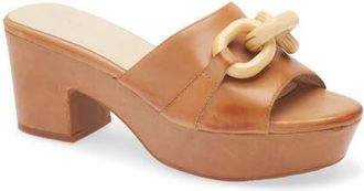 Chocolat Blu Grecia Platform Slide Sandal in Camel Leather at Nordstrom, Size 8.5