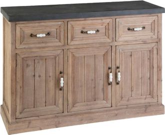 Premier Housewares Interiors by Premier Wooden Sideboard, Mid Century Modern Sideboard, Solid Wood Sideboard, Three Drawer and Three Door Sideboard