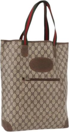 Gucci Pre-owned Vintage GG Canvas Tote - Dames - Vintage Shopper - Bruin - ONE Size - Leer - Vintage