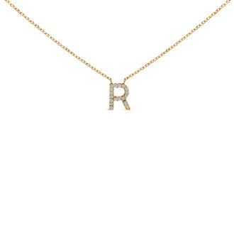 House of Brilliance 10K Gold Diamond Accent A-Z Block Initial Pendant Necklace