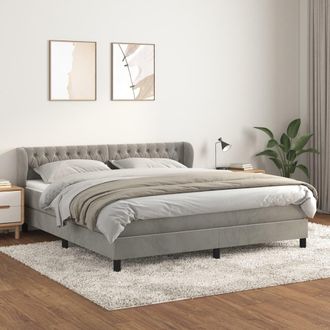 vidaXL Vidaxl - Cama Box Spring Con Colch&oacute;n Terciopelo Gris Claro 160x200 Cm