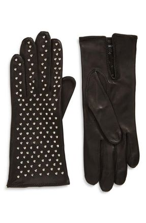 Seymoure Kelly Studded Leather Gloves in Black at Nordstrom, Size Medium