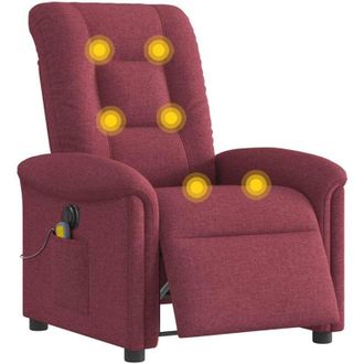 vidaXL Sill&oacute;n De Masaje Reclinable El&eacute;ctrico Tela Rojo Tinto Vidaxl