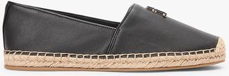 Tommy Hilfiger Womens TH Monogram Leather Espadrille - Black - US 6.5 / EU 37