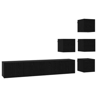 vidaXL Conjunto De Mueble De Tv 6 Pcs 80 X 30 X 30 Cm Roble Negro Vidaxl
