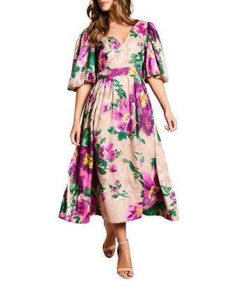 Coast Bow Detail Jacquard Midi Dress in Purple at Nordstrom, Size 8