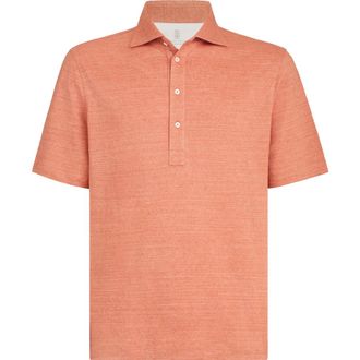 Brunello Cucinelli Jersey polo shirt in Apricot at Nordstrom, Size Xxx-Large Eu